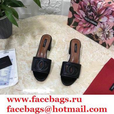 Dolce  &  Gabbana Heel 6.5cm Calfskin Mules Black With DG Millennials Logo 2021